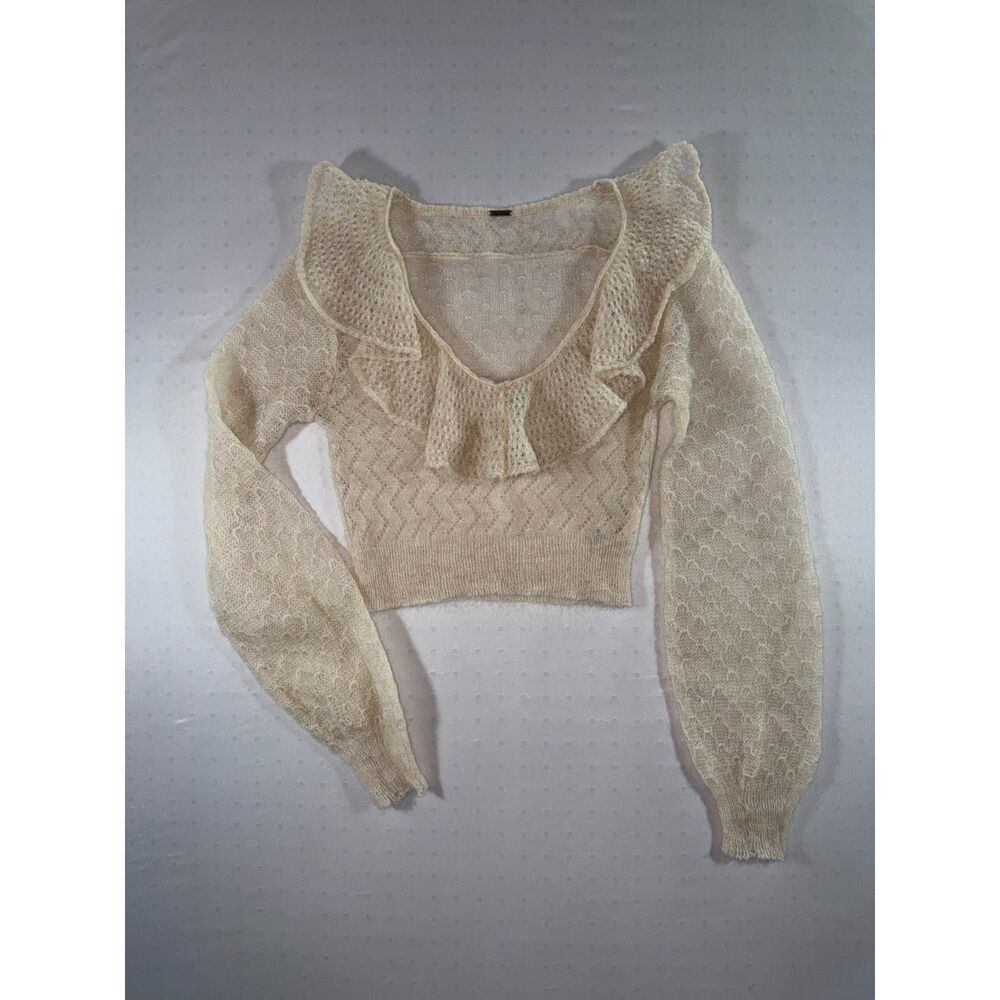 Free People Knit Ruffle Top | Mohair/Wool Blend
